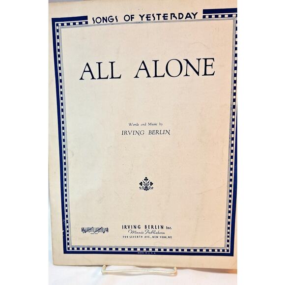 All Alone - Original Sheet Music - Berlin - 1924 - Picture 1 of 4